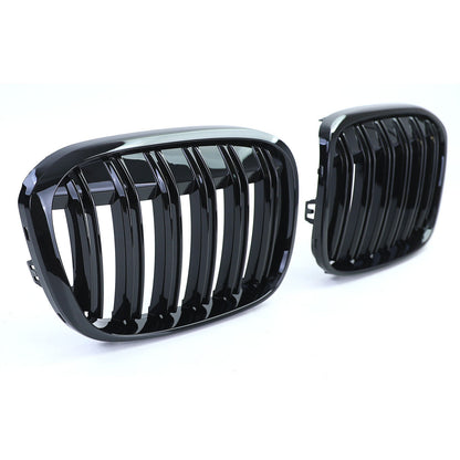 Griglia del radiatore sportiva doppia barra lucida per prestazioni aftermarket compatibile con BMW X1 F48 14-19