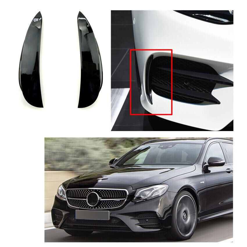 Adatto per Mercedes W213 Classe E AMG OTTICA AERO FLAPS NERO anteriore