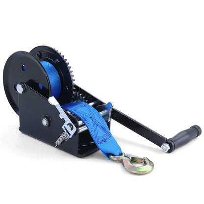 Verricello professionale verricello a mano nero con cinghia blu 1500kg 8 metri