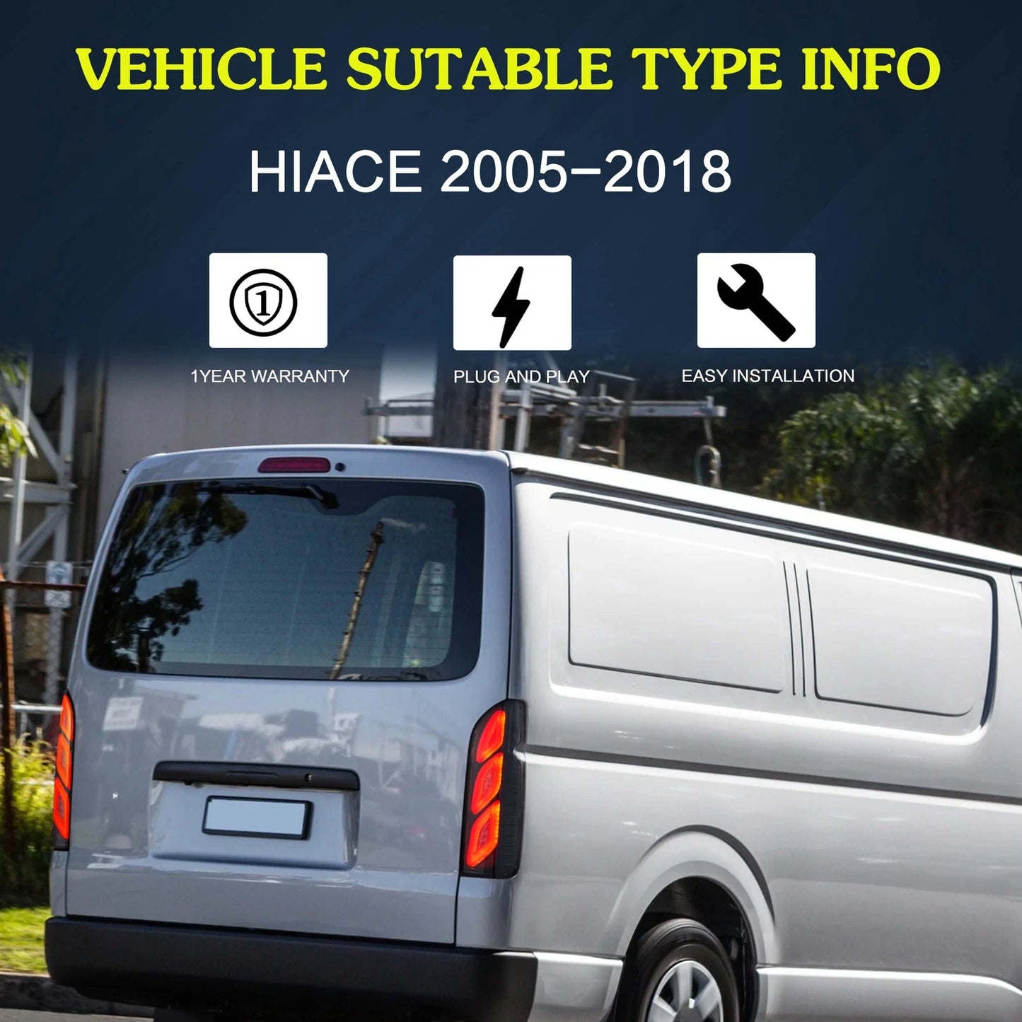 ⭐ART.2886 Fanali Posteriori a LED con Animazione – Toyota Hiace (2005–2018)⭐