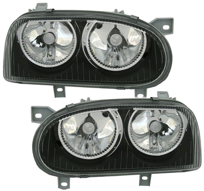 Headlight set for VW GOLF 3 in clear glass BLACK H7 961062 DEPO 