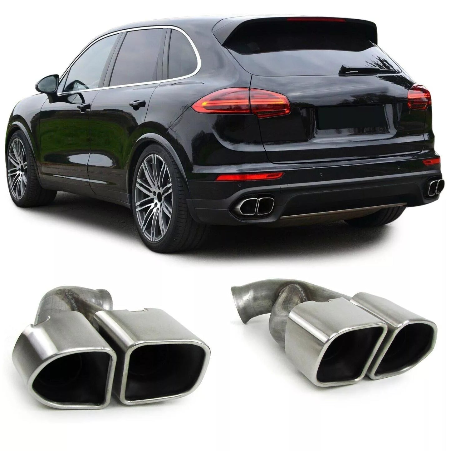 Stainless Steel Turbo Look Twin Pipe Exhaust Tips for Porsche