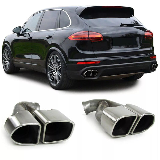 Stainless Steel Turbo Look Twin Pipe Exhaust Tips for Porsche