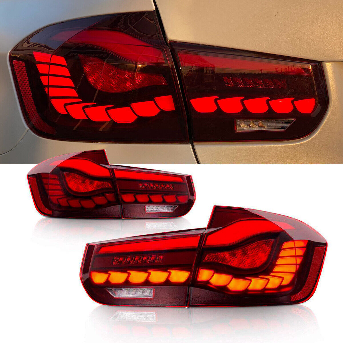 Luci dinamiche  OLED  posteriori rosse adatte per BMW Serie 3 berlina. F30 F80