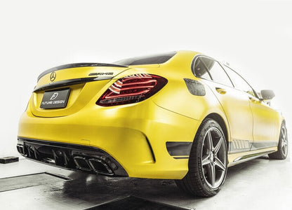 Diffusore spoiler posteriore + terminali di scarico (NERO) in C63 AMG LOOK