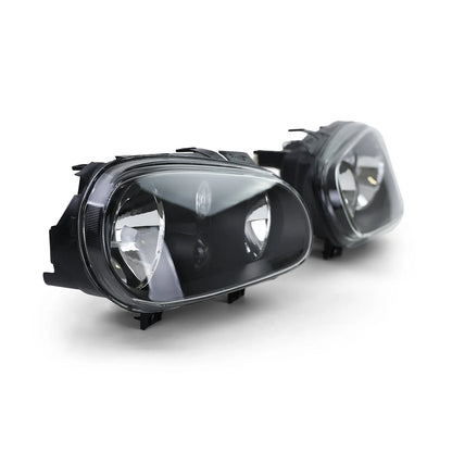 💎Clear Glass Headlight Kit with Black Fog Lamp for VW Golf IV 4 97-03💎