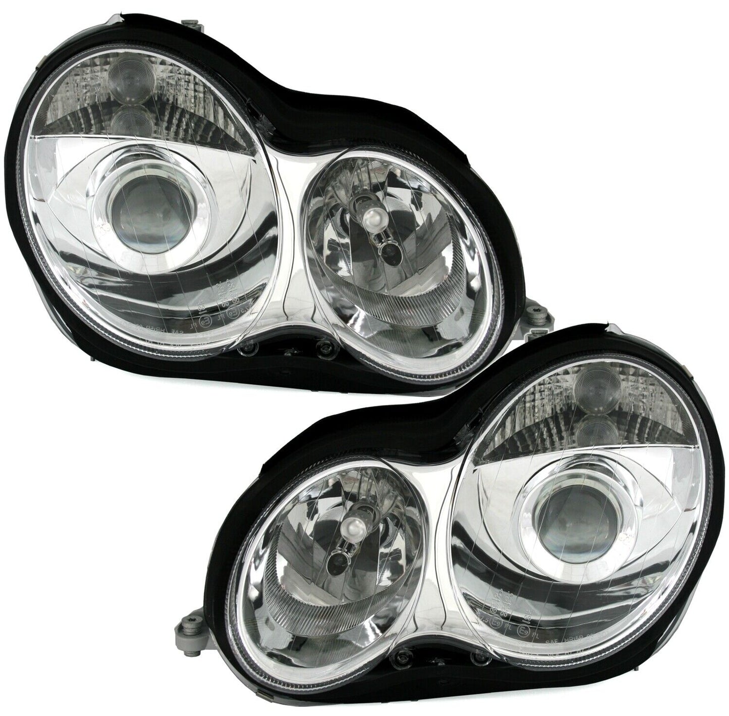 Chrome headlights set for Mercedes W203 C-Class by EAGLE EYES 