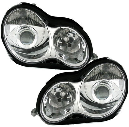 Chrome headlights set for Mercedes W203 C-Class by EAGLE EYES 