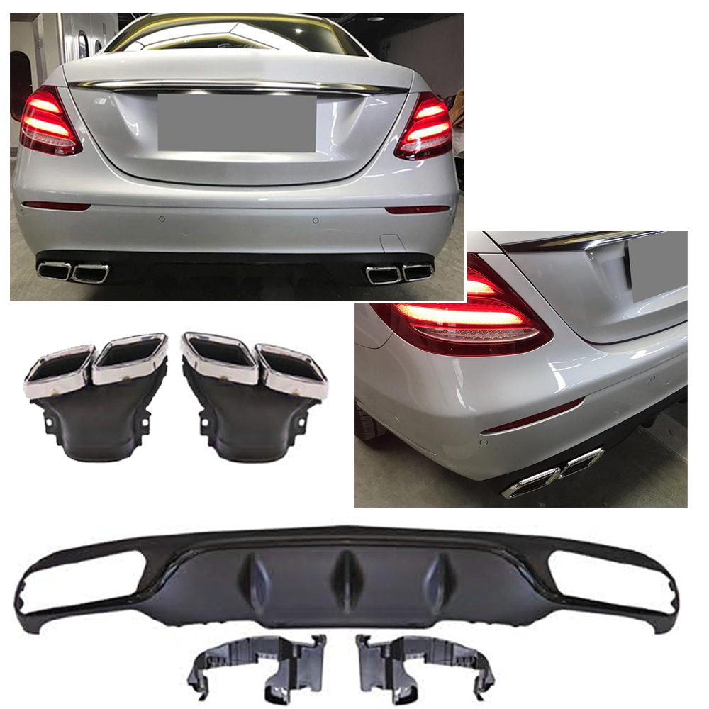 Per Mercedes E-KL. W213 Diffusore Pre-Facelift + Maschere Scarico (CROMATE) E63