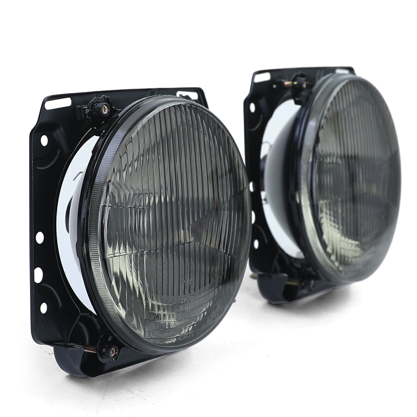 Faro anteriore H4 Nero Fumè scanalato compatibile per VW Golf 2 83-91