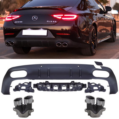 Per Mercedes X257 C257 CLS Diffusore + Paraurti Scarico 2X2 (CROMATO) 53 OTTICA