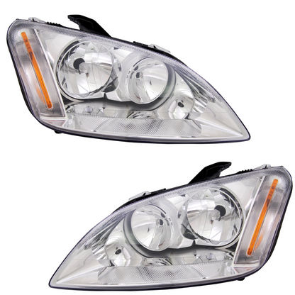 Headlight Set for Ford Focus C-Max 2003-2007 H1 H7 Lens LWR 