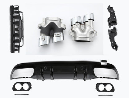 For Mercedes W205 S205 Diffuser + Bumper (CHROME) in C43 AMG look 