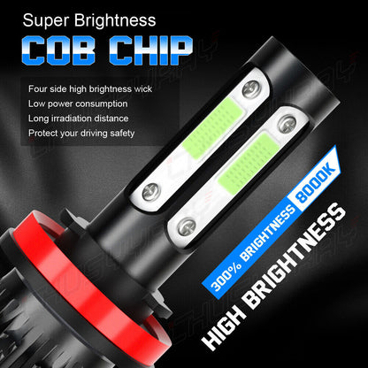 For Buick LaCrosse 2005-2013 LED Headlight High Beam Kit H11+H11 8000k 4PCS 