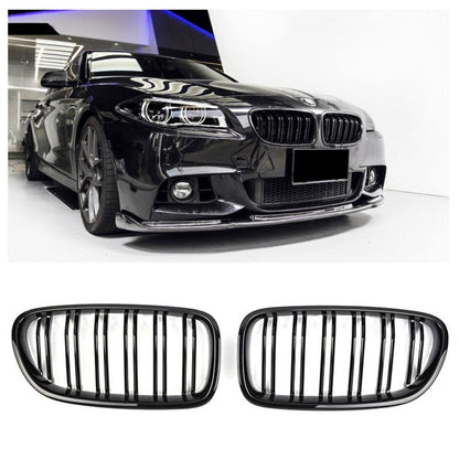 ADATTO PER BMW SERIE 5 F10 F11 GRIGLIA DEL RADIATORE DOPPIA STAFFA NERO LUCIDO AUTOELEGANCERICAMBI