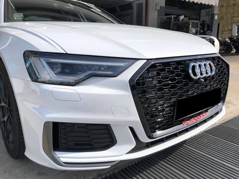 0965✨Griglia a nido d'ape griglia completa nera lucida adatta per Audi A6 C8 19✨