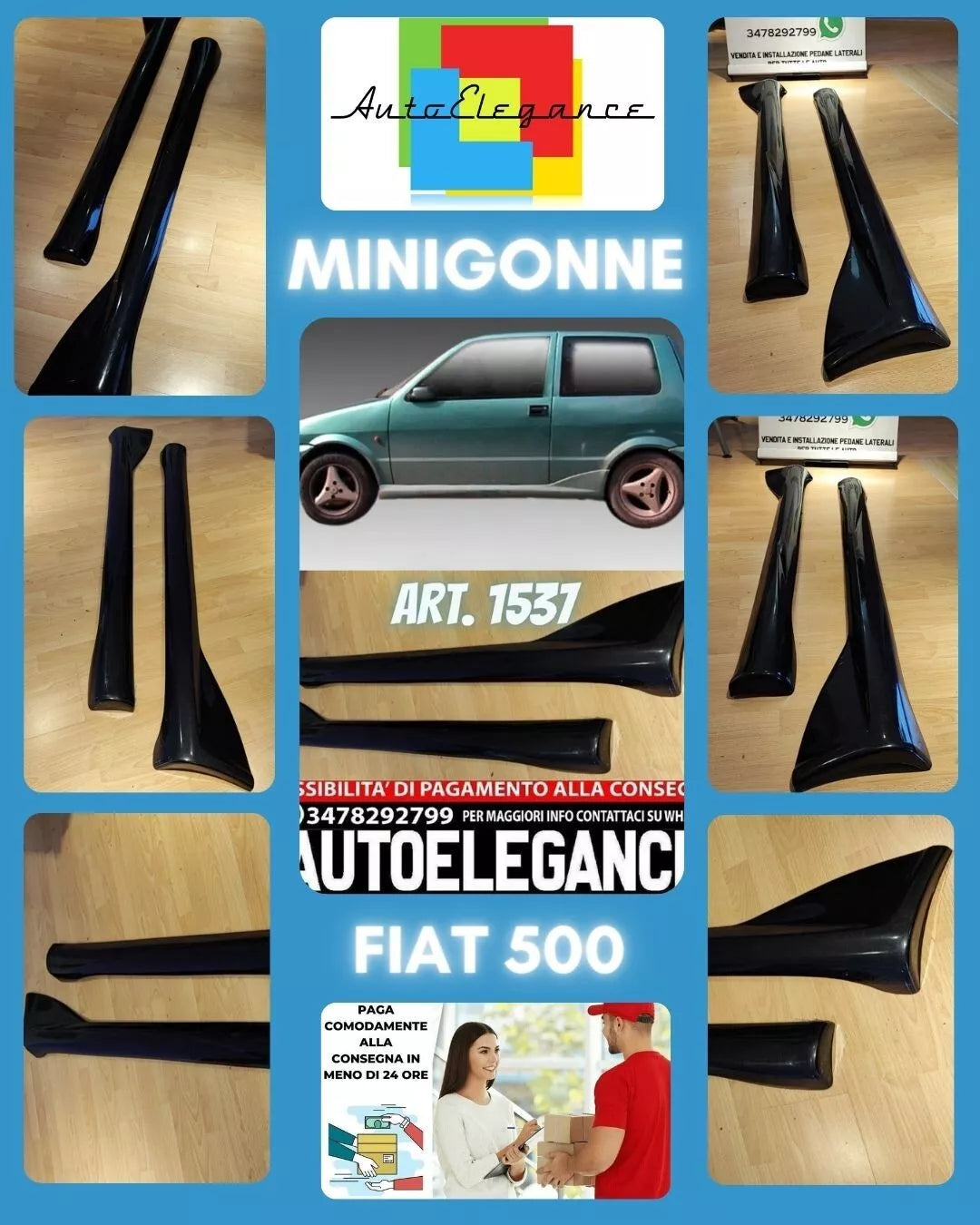 MINIGONNE LATERALI ADATTE PER FIAT CINQUECENTO 170 1991-1999 LOOK SPORTIVO