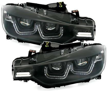 Faro anteriore a LED Angel Eyes per BMW F30 Berlina F31 Touring nero