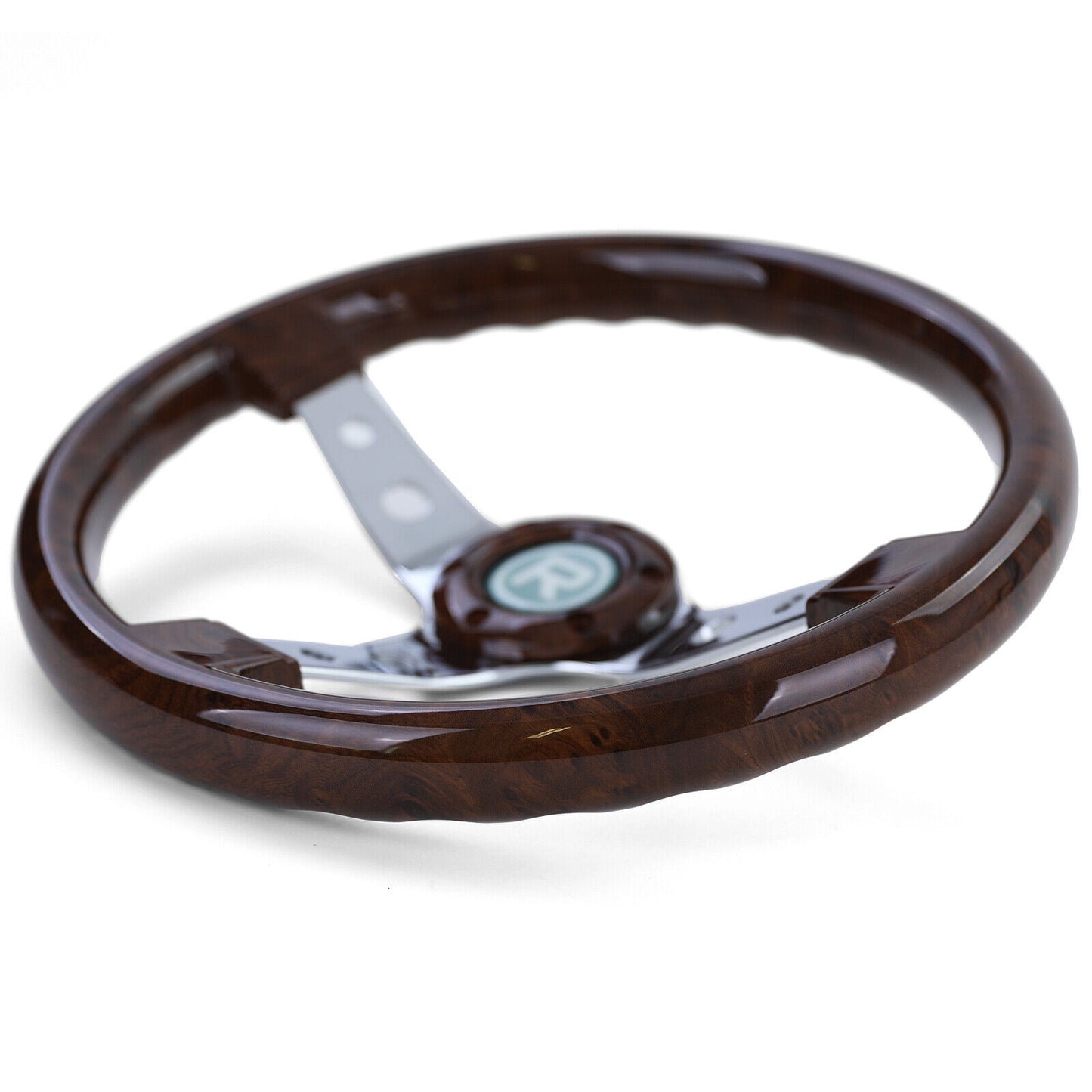 Esclusivo Volante Sportivo Look Legno con Razze Cromate 350mm per Momo Sparco