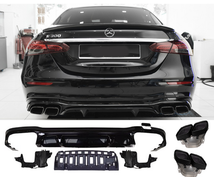 Suitable for Mercedes W213 E-Class Rear Spoiler Diffuser + Exhaust Tips 
