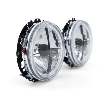 Mirino fari angel eyes in vetro trasparente per VW Caddy I 82-92 + Jetta I 79-84