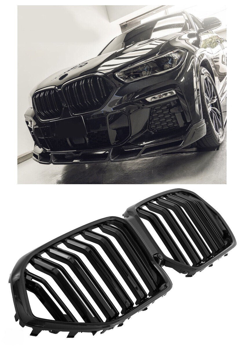 SUITABLE FOR BMW X6 G06 RADIATOR GRILLE DOUBLE BRACKET GLOSS BLACK 