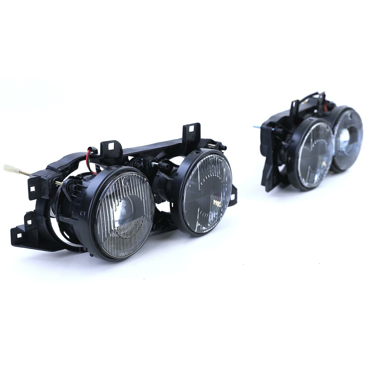 Aftermarket Black Smoke Headlight Pair Compatible with BMW 5 Series E34 88-95 7 Series E32 88-94 