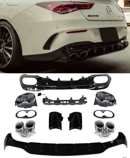 Diffusore spoiler posteriore + marmitte (CROMATO) in LOOK SPORTIVO per Mercedes