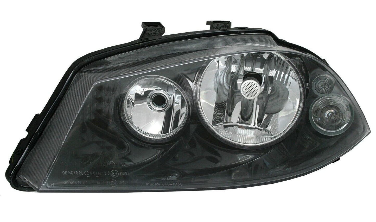 Headlight set for Seat Ibiza 6L Cordoba from 2002 - in black transparent glass H3 H7 