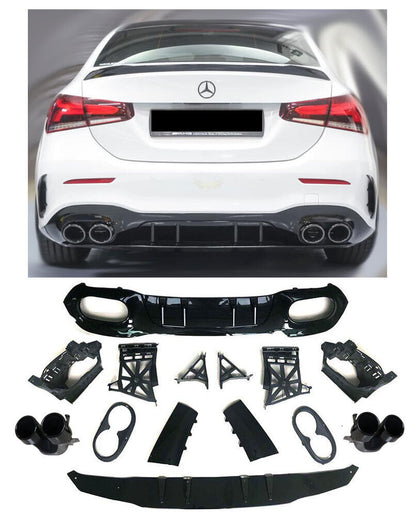 Rear Diffuser + Exhaust Tips for Mercedes V177 Sedan