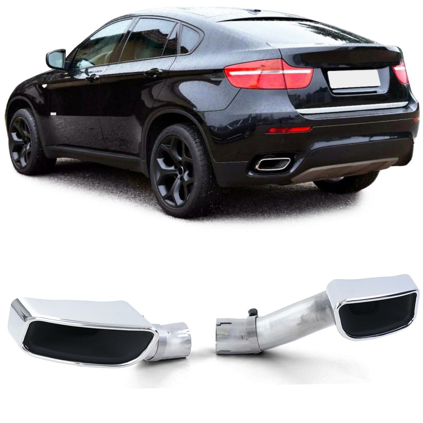 Stainless steel sports exhaust pipe 165x90 mm suitable for BMW X6 E71 