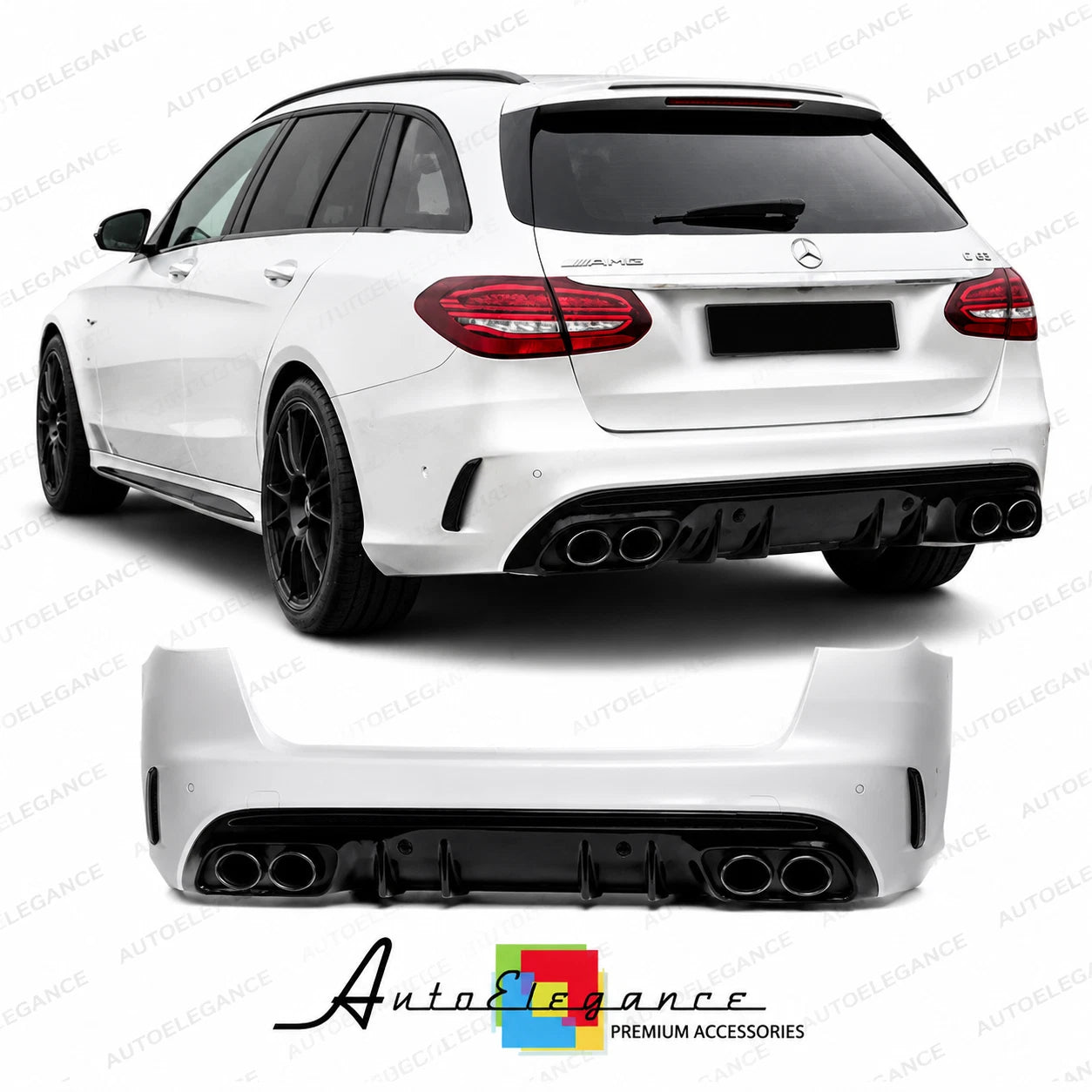 PARAURTI POSTERIORE MERCEDES CLASSE C W205 5P 19- LOOK AMG C43 PDC