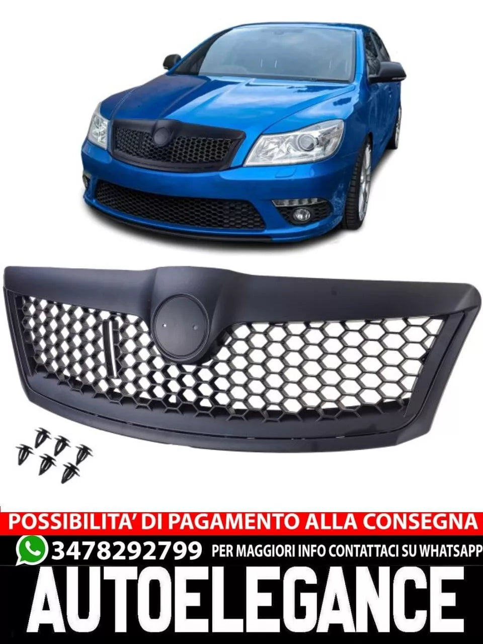 Griglia radiatore Sport RS nera adatta per Skoda Octavia 1Z Facelift 09-13-