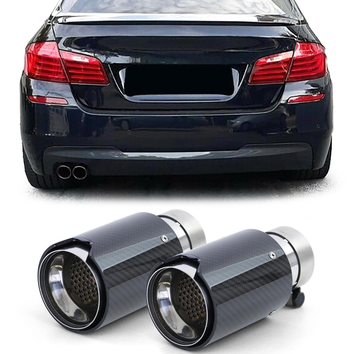Terminali di scarico sport carbon black adatto per BMW Serie 5 F10 F11 10-16-