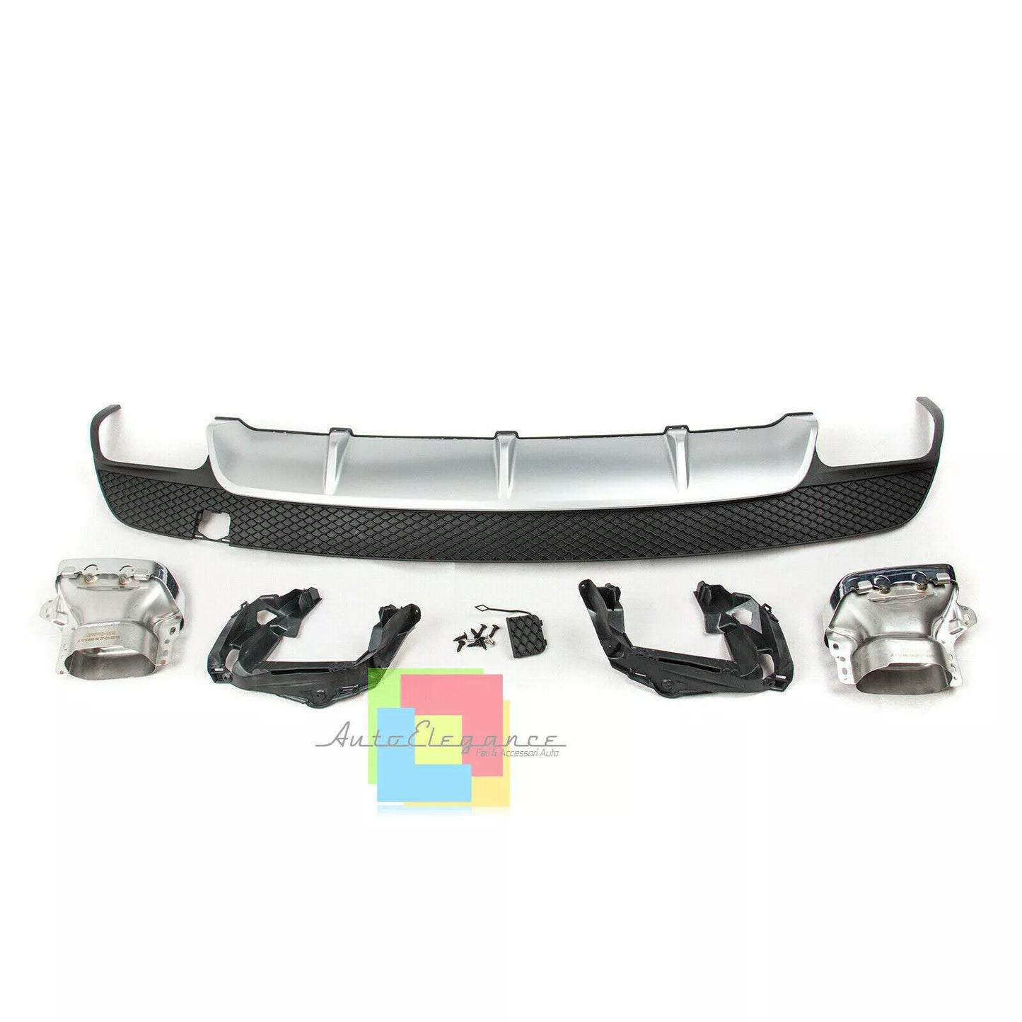 DIFFUSER for MERCEDES CLA W117 C117 REAR IN ABS + CHROME TERMINALS AMG LOOK A45