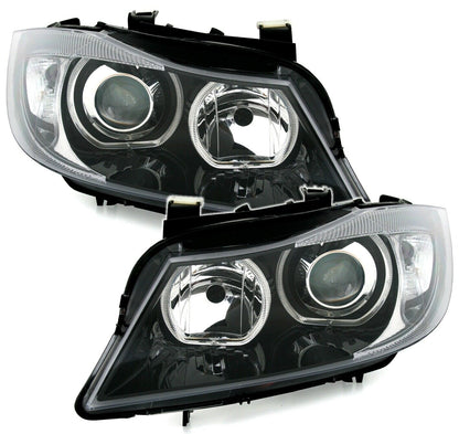 Set Occhi d'Angelo Faro per BMW E90 E91 Anno 05-08 Anello LED Nero Bianco