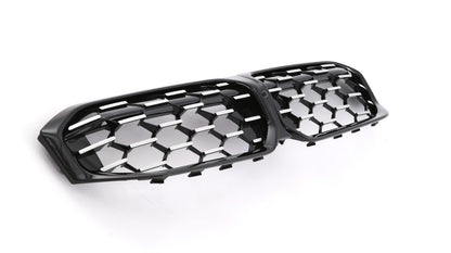 ADATTO PER BMW SERIE 3 G20 G21 LCI GRIGLIA DOPPIA BARRA NERO CROMO