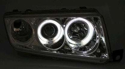CCFL Angel Eyes Set Fari - Nero per Skoda Fabia 6A 12/99-3/07