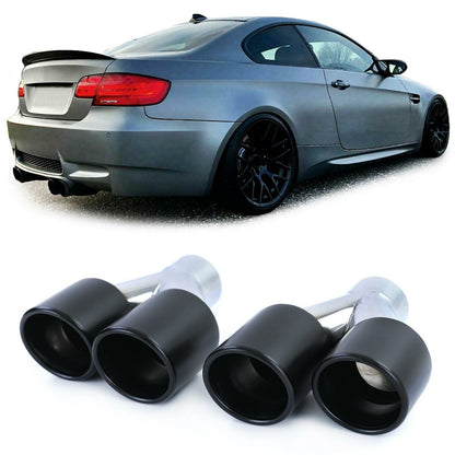 Tubo di scarico sportivo in acciaio inox Trims Nero 89mm Doppio Tondo Universale