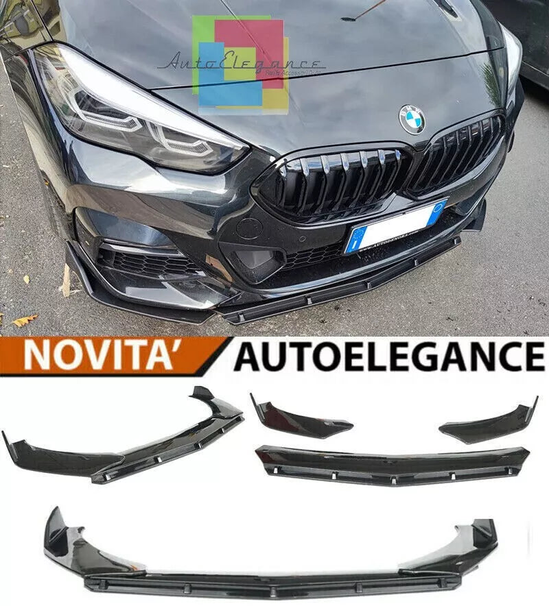 BMW SERIE 1 F40 PARAURTI ANTERIORE SPOILER SPORTIVO NERO LUCIDO SPLITER BLADE