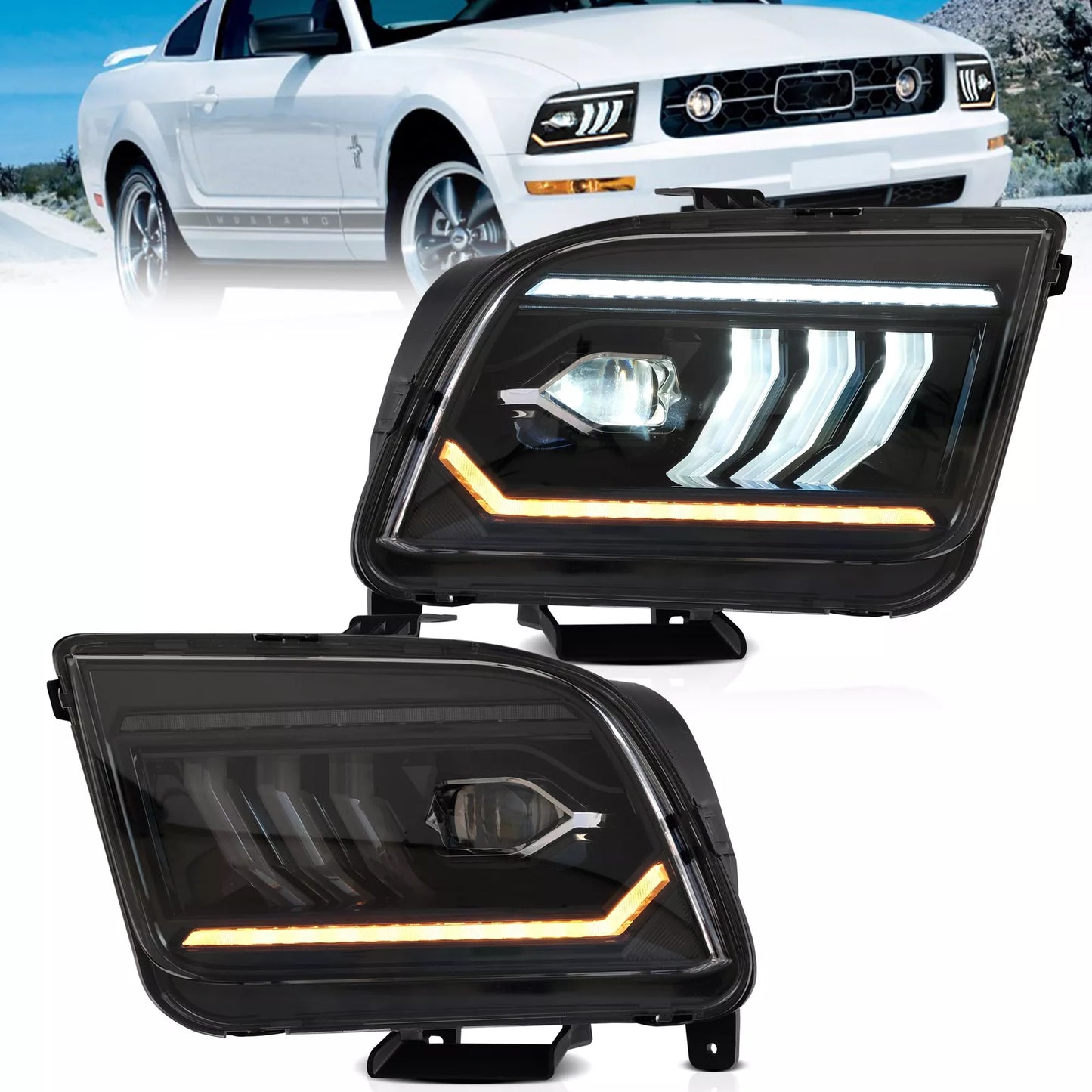 ⭐ART.2890 Fari Anteriori Full LED con Sequenziale – Ford Mustang (2005–2009)⭐