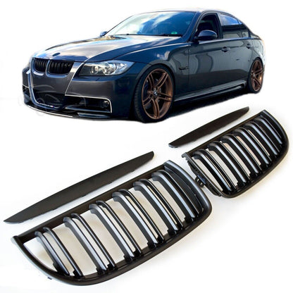 GRIGLIA RADIATORE ADATTA PER BMW SERIE 3 E90 E91 DOPPIA BARRA NERO OPACO