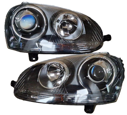 Fari vetro trasparente per VW Golf 5 V 03-09 nero look allo xeno sinistro destro H7