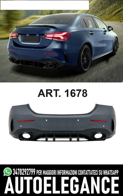 PARAURTI POSTERIORE PER CLASSE A V177 BERLINA LOOK + DIFFUSORE LOOK AMG A35 A45