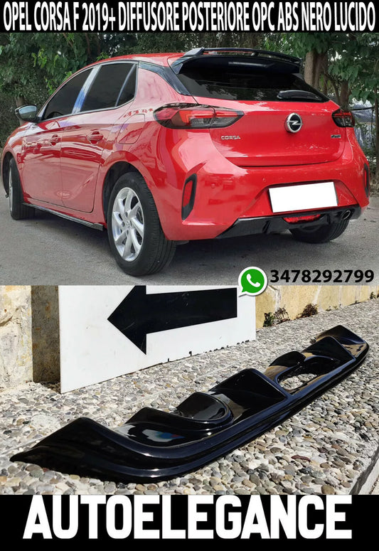 0099 OPEL CORSA F DIFFUSORE POSTERIORE OPC NERO LUCIDO PER STANDARD