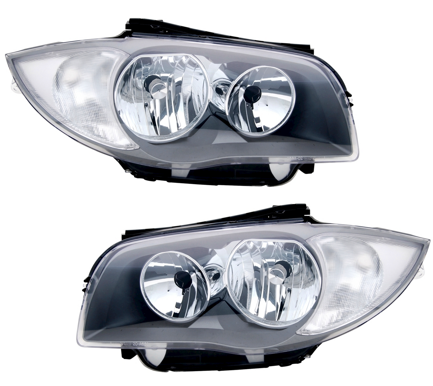 Headlight Set for BMW E81 E82 E87 E88 1 Series in Black Halogen Left Right H7 