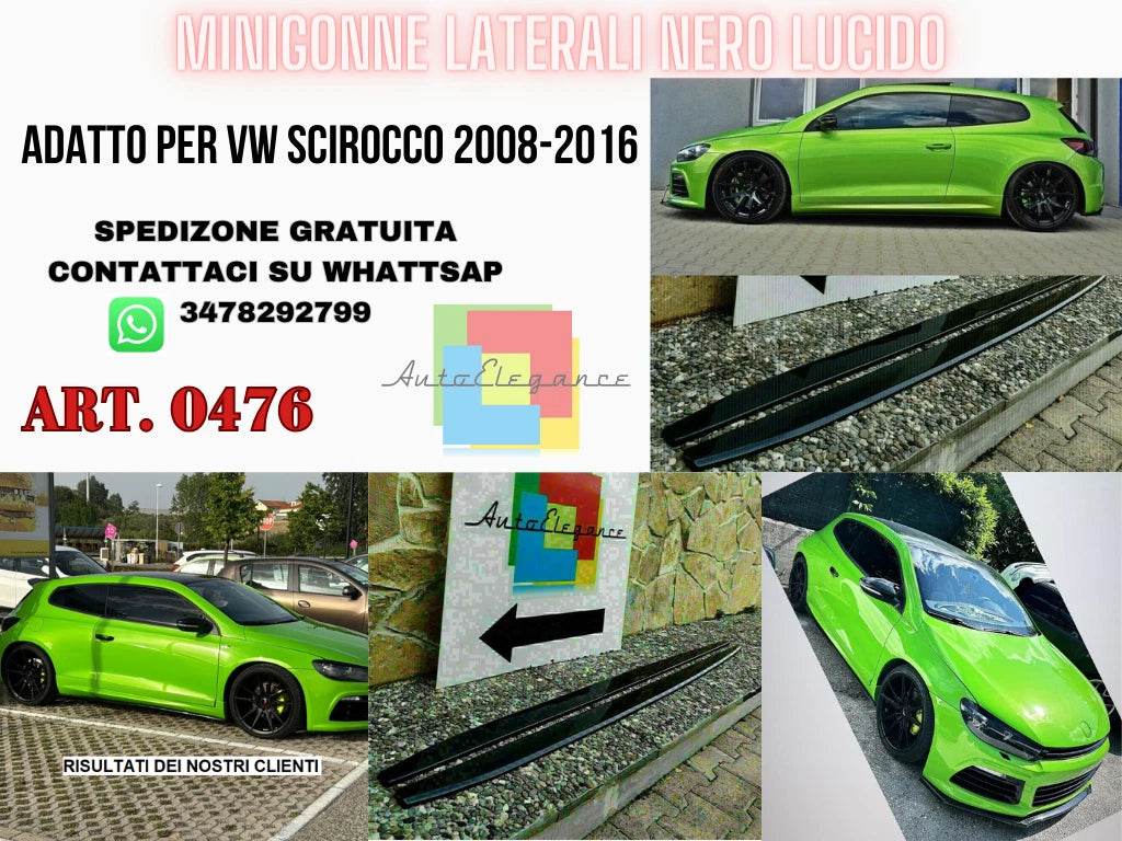 VW Scirocco 2008-2016 Splitter Brillante Abajo Faldas Laterale