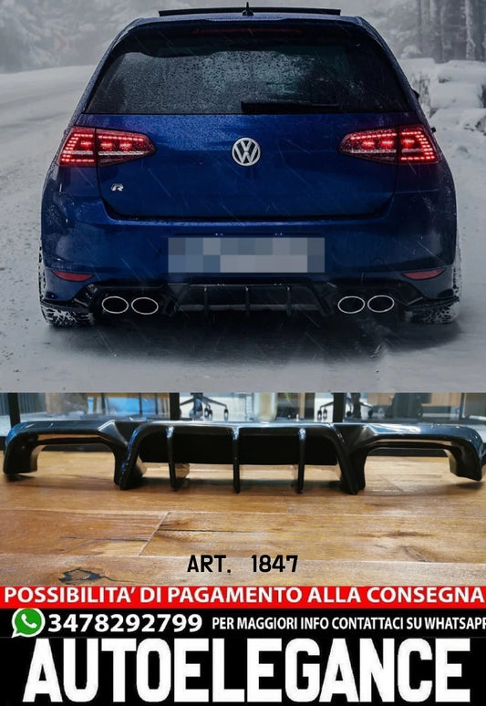DIFFUSORE ADATTO PER VW GOLF7 2013-2016 R LOOK TUNING NERO LUCIDO