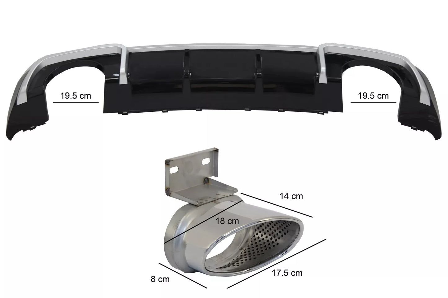 😍Diffusore Scarico per Audi A3 8V Sline Facelift 16-19 RS3 Look Sport😍