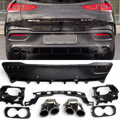 Rear Spoiler Diffuser + Exhaust Tips SUITABLE For Mercedes W167 GLE COUPE